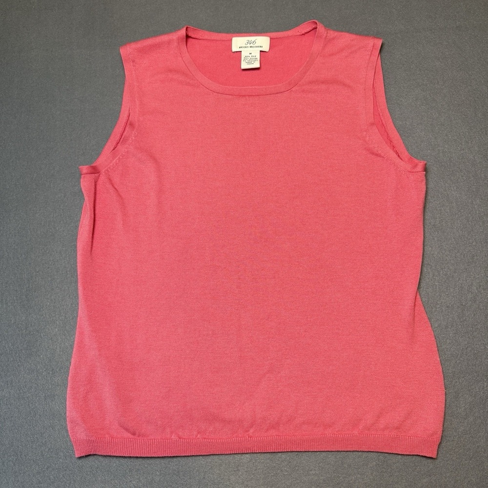 Brooks Brothers 346 Silk Blend Coral Pink Sleeveless Top Women's Size Medium